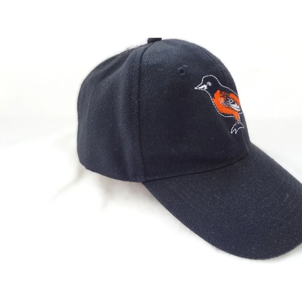 Baltimore Orioles Baseball Cap Hat Black Orange Embroidered Script Logo‎